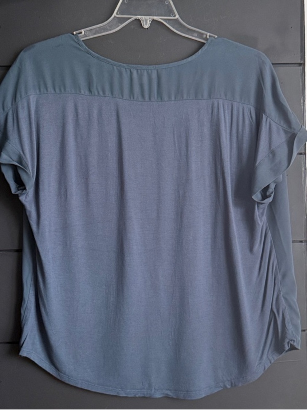LOFT V-Neck Blouse Slate Blue L - Picture 3 of 5